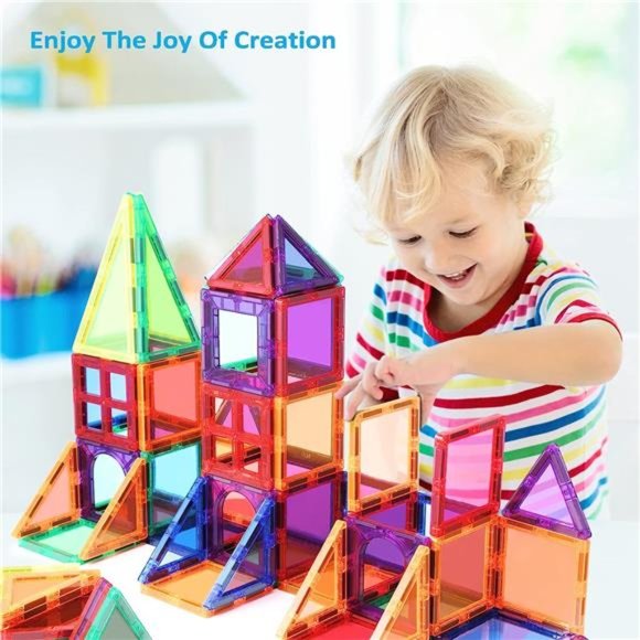 Magnetic Tiles for Kids 3D Magnet Building Tiles Set STEM Learning Toys Magnetic - Picture 6 of 6